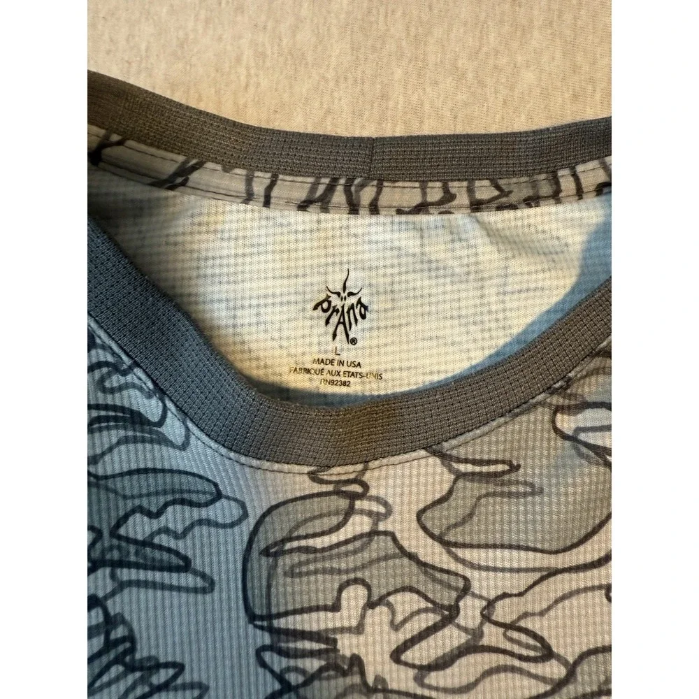 Prana Men's Athletic Long Sleeve Shirt Gray And Black Camo Pattern Size Large